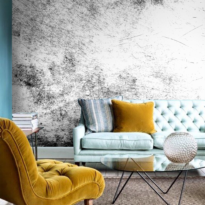 Dark Gray Grunge Wall Mural Peel and Stick Wallpaper Black | Etsy