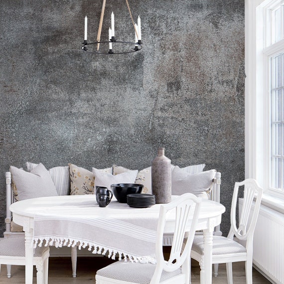 Navy Grunge Removable Wallpaper Gothic Dark Green Temporary Decor Concrete Self Adhesive Decal Blue Retro Vintage Peel /& Stick Wall Mural