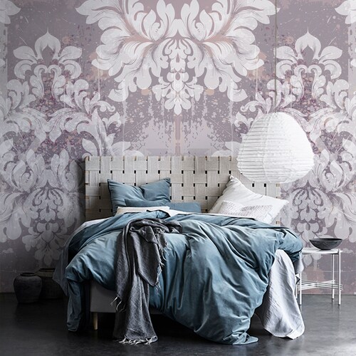 Dark Purple Wall Mural Self Adhesive Grunge Wallpaper Etsy
