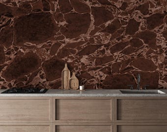 Dark Brown Calacatta Marble Wall Mural, Removable Wallpaper | 075