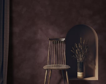 Plum Brown Limewash Texture Wall Mural, Removable Wallpaper | 091