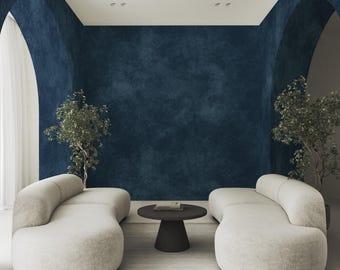 Dark Blue Concrete Texture Wall Mural, Removable Wallpaper | 014