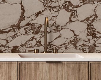 Brown Calacatta Marble Wall Mural, Removable Wallpaper | 072