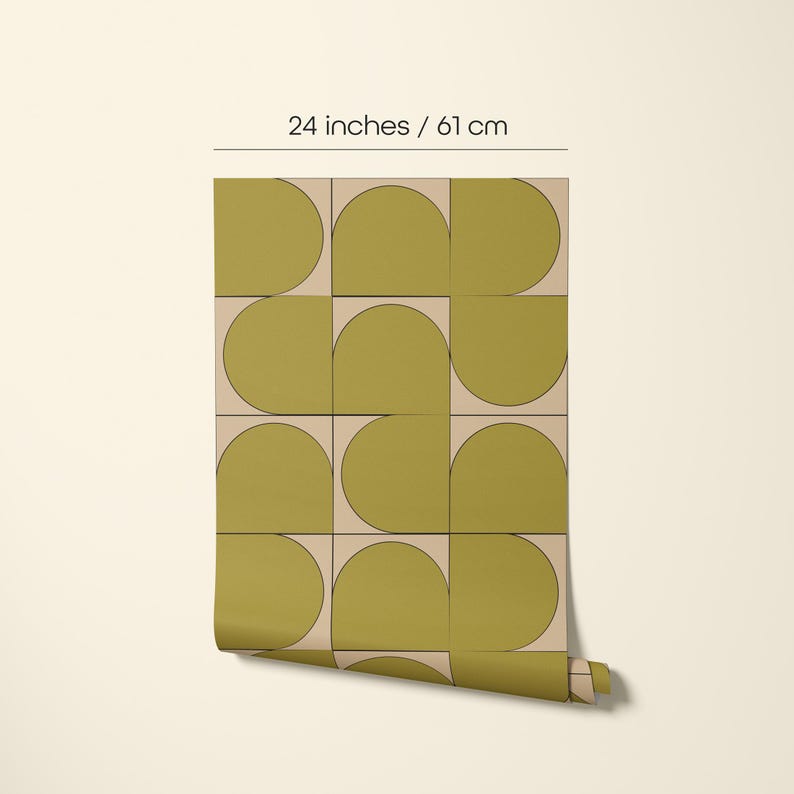 Removable Green Geometric Shapes Wallpaper | 080 - Etsy