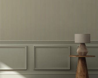 Olive-Green Striped Removable Wallpaper | 050