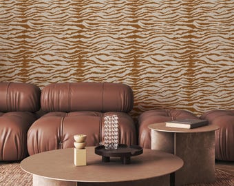 Zebra Pattern Wallpaper, Light Brown Animal Print Wall Decor | 061