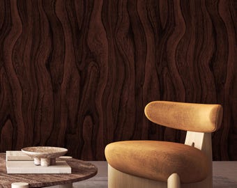 Modern Organic Wood Grain Wallpaper - Dark Brown | 082