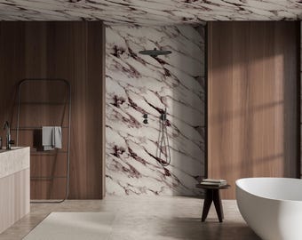 Burgundy Marble Wallpaper, Peel and Stick Removable Decor | 006