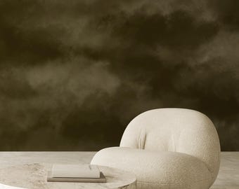 Moody Clouds Wall Mural, Dark Green Wallpaper | 008