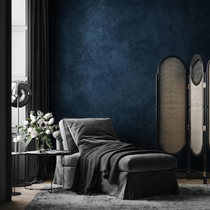 dark blue grunge wall mural, peel and stick concrete wallpaper | 014