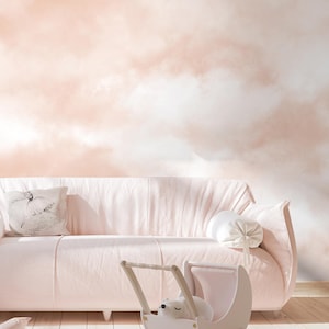 Pink Clouds Wall Mural, Removable Nursery Wallpaper | 030