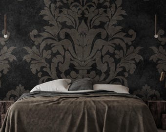 Dark Damask Wall Mural, Luxurious Wallpaper for Bedroom | 045