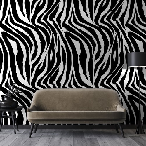 Zebra Print Wallpaper Black Self Adhesive Fabric Etsy