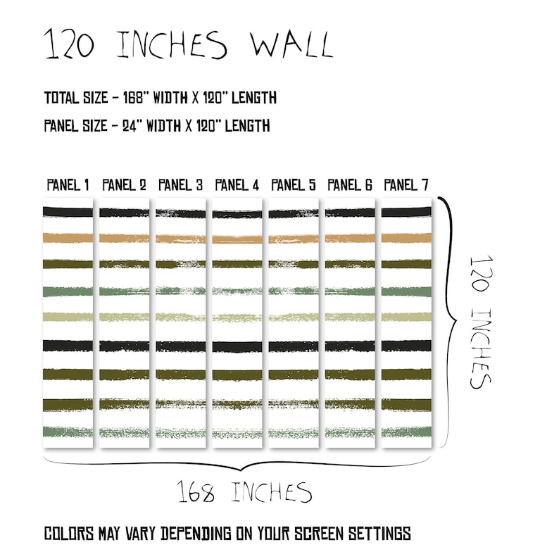 Green Stripes Wall Mural Grunge Lines Peel & Stick Wallpaper Etsy