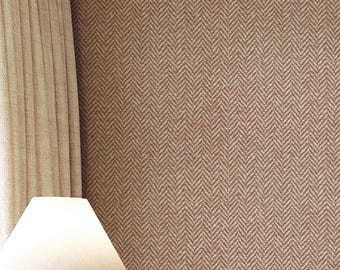 Herringbone Fabric Imitation Wallpaper, Light Beige Texture Print | 100