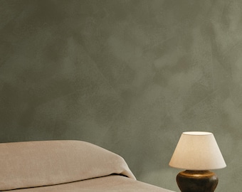 Olive-Green Limewash Texture Wall Mural, Removable Wallpaper | 071