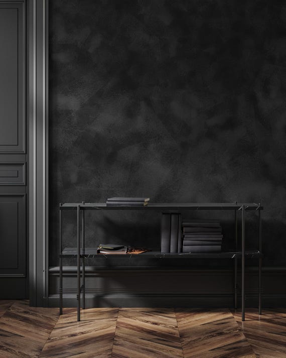 Black Limewash Texture Wall Mural, Removable Wallpaper | 038