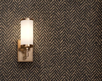 Herringbone Fabric Imitation Wallpaper, Black and Beige Texture Print | 043