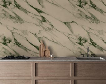 Green Marble Wallpaper, Peel and Stick Removable Decor | 033