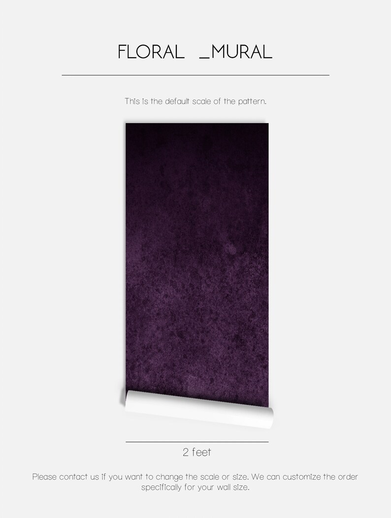 Dark Purple Wall Mural Self Adhesive Grunge Wallpaper Etsy