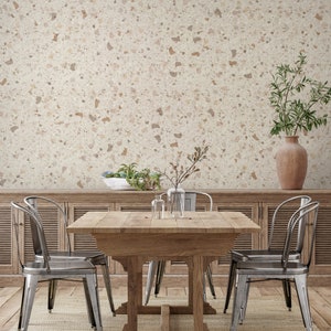 terrazzo beige wallpaper, light beige rocks wall mural | 159