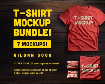 T-Shirt Mockup Bundle pour Adobe Photoshop - Gildan 5000 - Fichier PSD