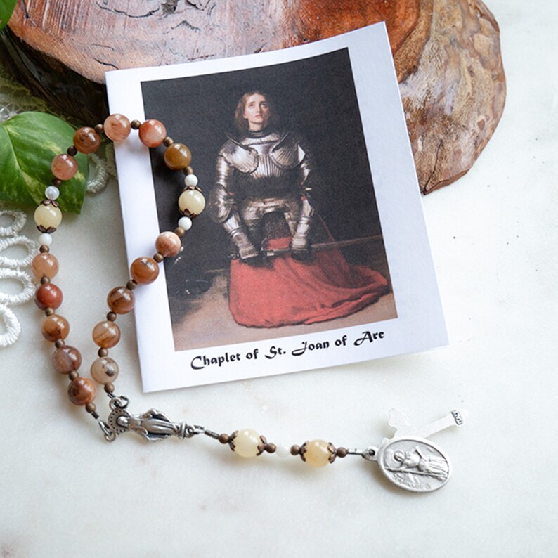 Saint Joan of Arc Chaplet Women Saints Martyr Natural Gemstone Stone ...