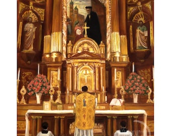 Gravura da Missa Latina de São João Câncio: Arte Sacra Católica