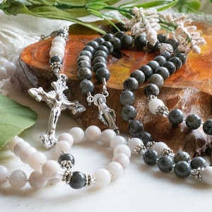 Bride and Groom Rosary his and her set - Catholic wedding gift - anniversary gift - handmade rosary genuine stone beads flexible steel wire