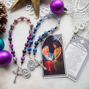 Sint-Andreas kerstnoveenkrans – echte edelsteenkralen – duurzame flexibele draad – kerstkrans – adventsdevotie, vooral thuisonderwijs