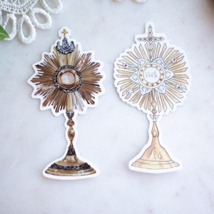 The monstrance duo - Catholic sticker bundle - monstrance, eucharist, blessed sacrament -  individual or set - catholic art gift