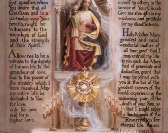 Priest Gift "Lord you have called me" prayer - Catholic gift for priest or seminarian - original sacred art - oil painting - extreme detail