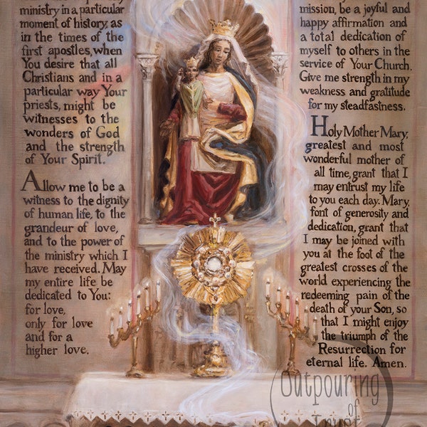 Priest Gift "Lord you have called me" prayer - Catholic gift for priest or seminarian - original sacred art - oil painting - extreme detail