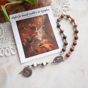 Chaplet for Mental Health of St Dymphna - patron saint of stress, anxiety, depression, alzheimers - durable wire - Catholic gift