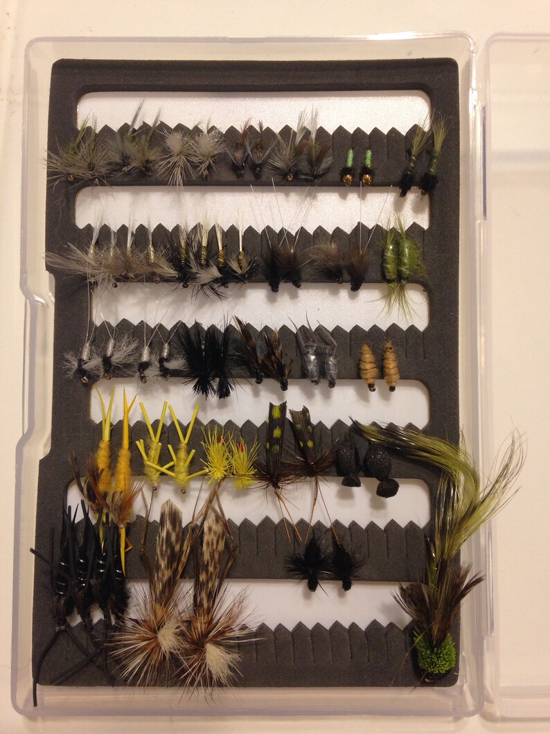 Assorted GR Tailwater Kit Hand Tied Premium Trout Fishing Flies with Fly Box Included!