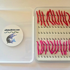 San Juan Worms - Hand made in Red and Pink with Fly Box Included!