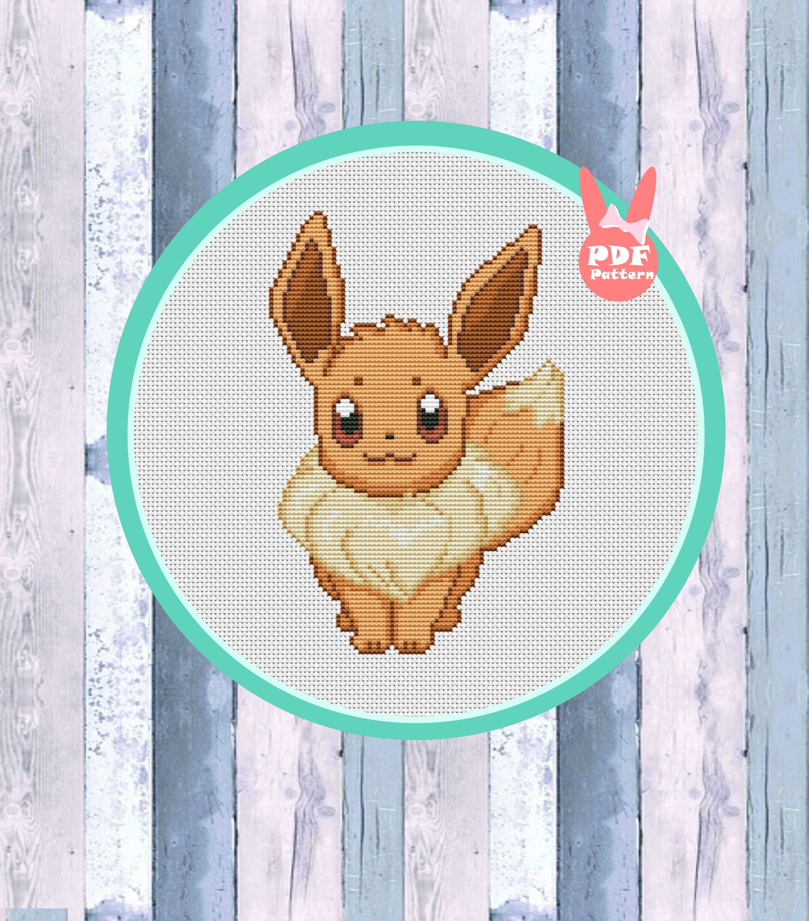 Eevee cross stitch Pokemon Eevee wall decor Anime cross Etsy