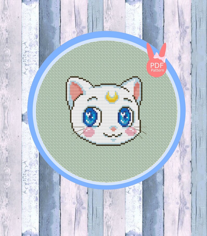 Kawaii cross stitch pattern cat cross stitch cartoon cross Etsy
