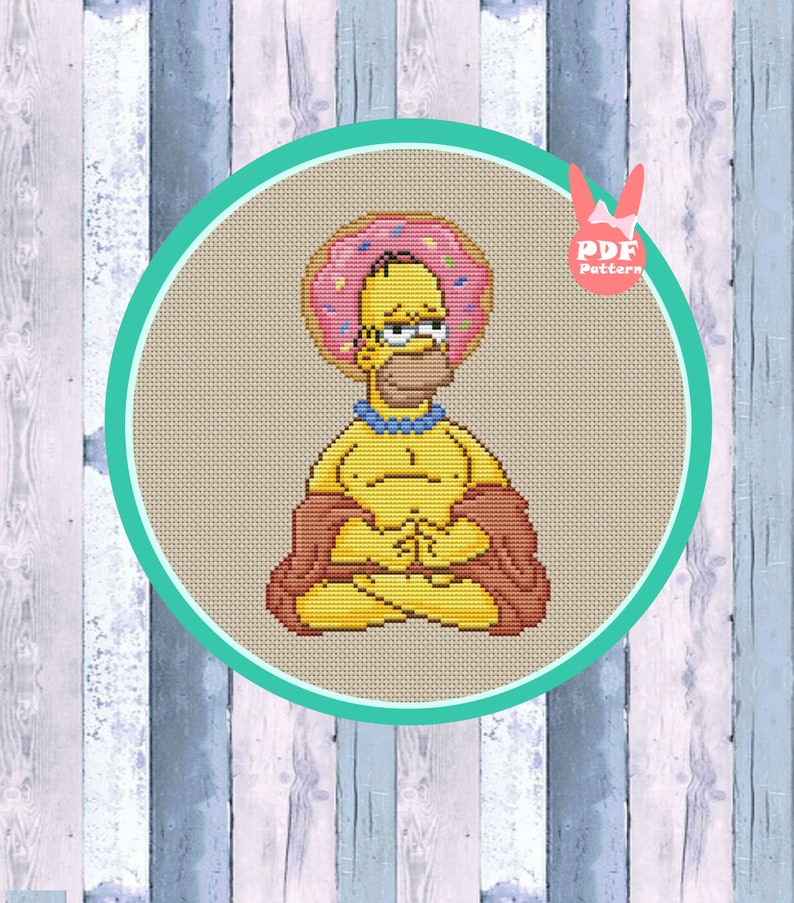 Homer Simpson The Simpsons cross stitch pattern cute cross Etsy