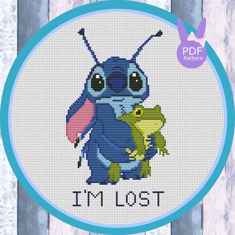 Lilo and Stitch Cross Stitch Pattern Disney I am lost | Etsy