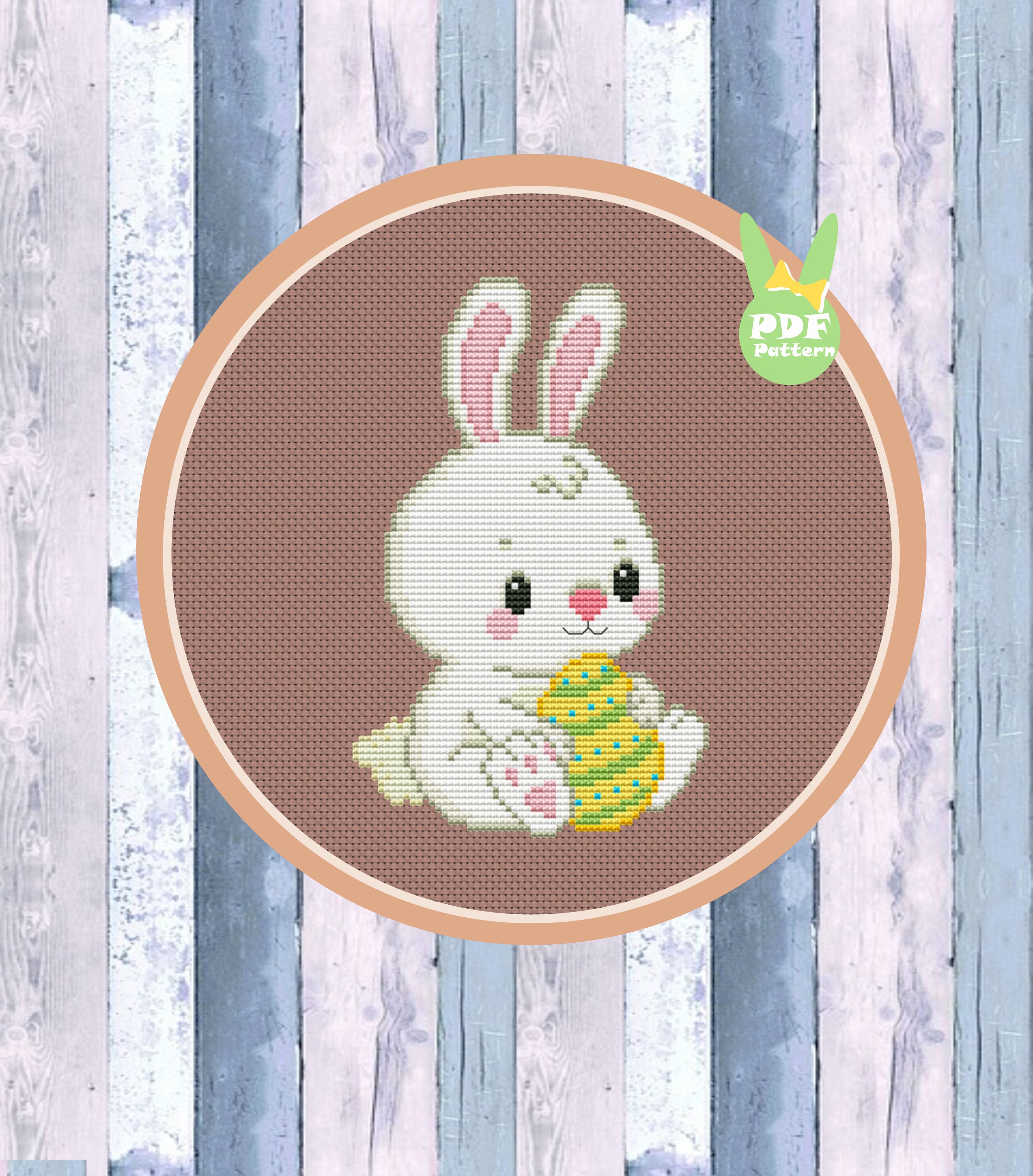 Easter bunny cross stitch easter egg cross stitch funny Etsy