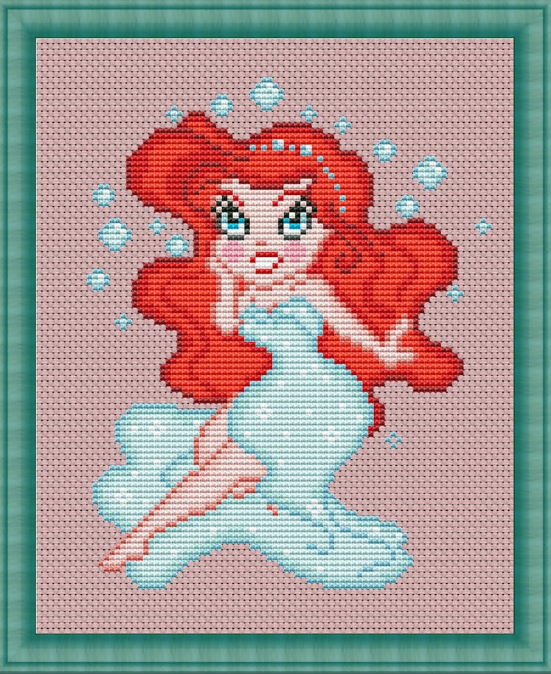 Ariel Cross Stitch Disney Princess Cross Stitch Disney Cross Etsy