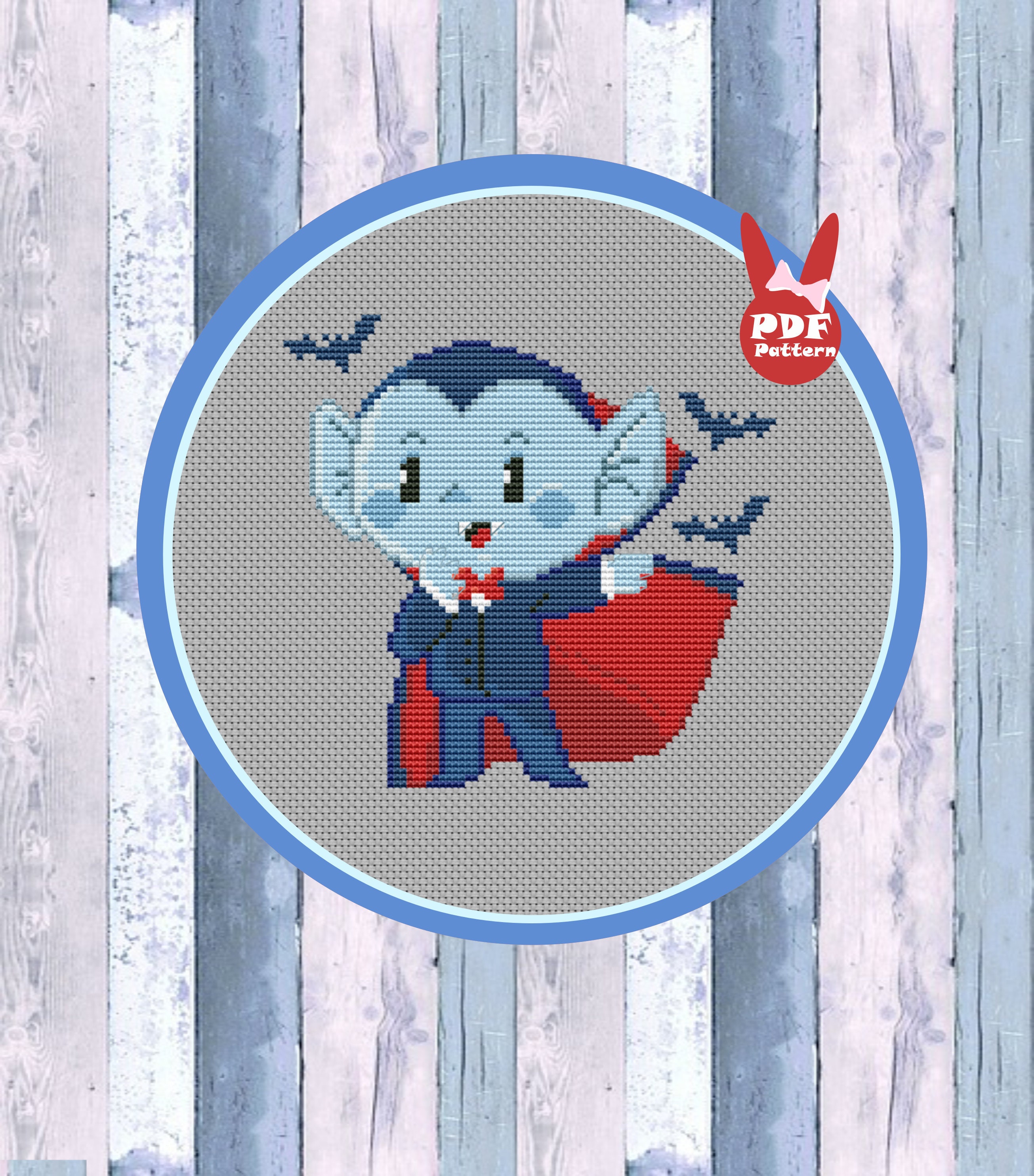 Halloween cross stitch Vampire cross stitch Dracula cross Etsy