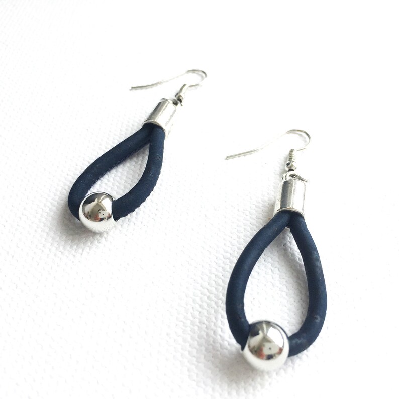 Lisbon Blue Cork EARRINGS Portuguese Jewelry Lisboa Etsy