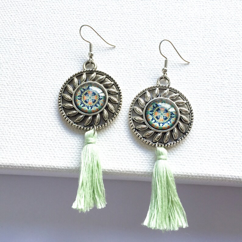 Portuguese Tiles Lisboa Shop Portugal Jewelry EARRINGS Original Antique Wedding Gifts Azulejo Long Tassel Souvenirs from Portugal