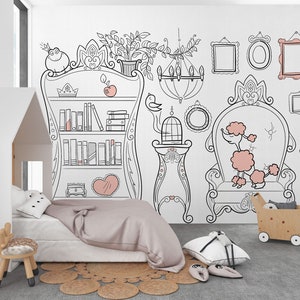 Kinderzimmer Tapete, Kinderzimmer Tapete, schwarz weiße Tapete, modernes Wohndekor, abnehmbare Tapete, keine langweiligen Tapeten