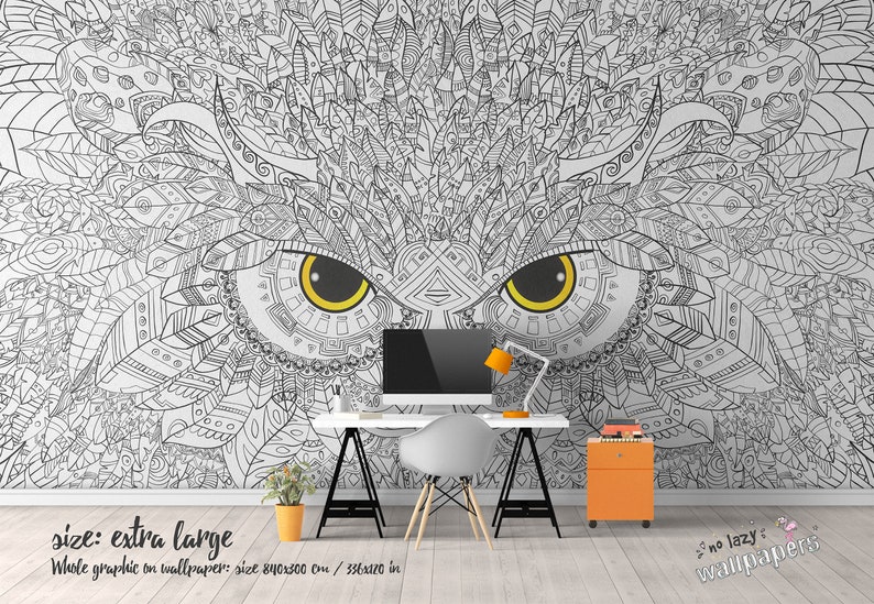 Coloring Boho Owl Wall Mural Customizable Wallpaper Wall Art Diy Mural Modern Home Decor Removable Wallpaper No Lazy Wallpapers