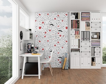 kids room doodles wallpaper, customizable wallpaper, black white wallpaper, modern home decor, removable wallpaper, No lazy wallpapers