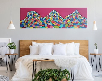Canvas Print Wall Art - Three Sisters Mountain Mosaic, Home Decor Abstract Art, New Home Gift, Going Away, Wedding Present, Banff