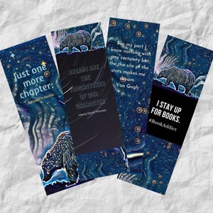 Printable Bookmark Set, Northern Lights, Grizzly Bear,  Gift for Reader, Book Club Gift, Bookish Present, Party Favours